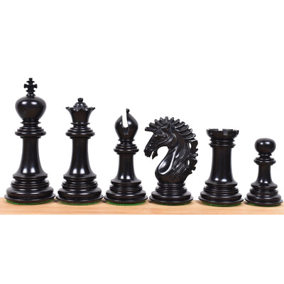 Exquisite 23" Ebony & Maple Chessboard with 4.6" Mogul Staunton Luxury Pieces in Ebony Wood