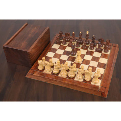 3.1" Russian Zagreb Minimalist Chessnut Air Sensor Compatible Set- Chess Pieces Only - Golden Rosewood & Boxwood