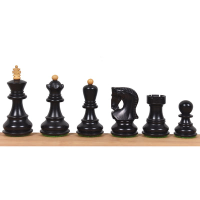 Combo of 2.6″ Russian Zagreb Chess Set - Pieces in Ebonised Boxwood with Board and Box