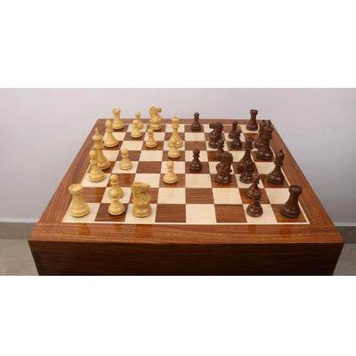 20" Monarch Series Chess Board Table with 3.6" Professional Staunton Chess Pieces - Golden Rosewood