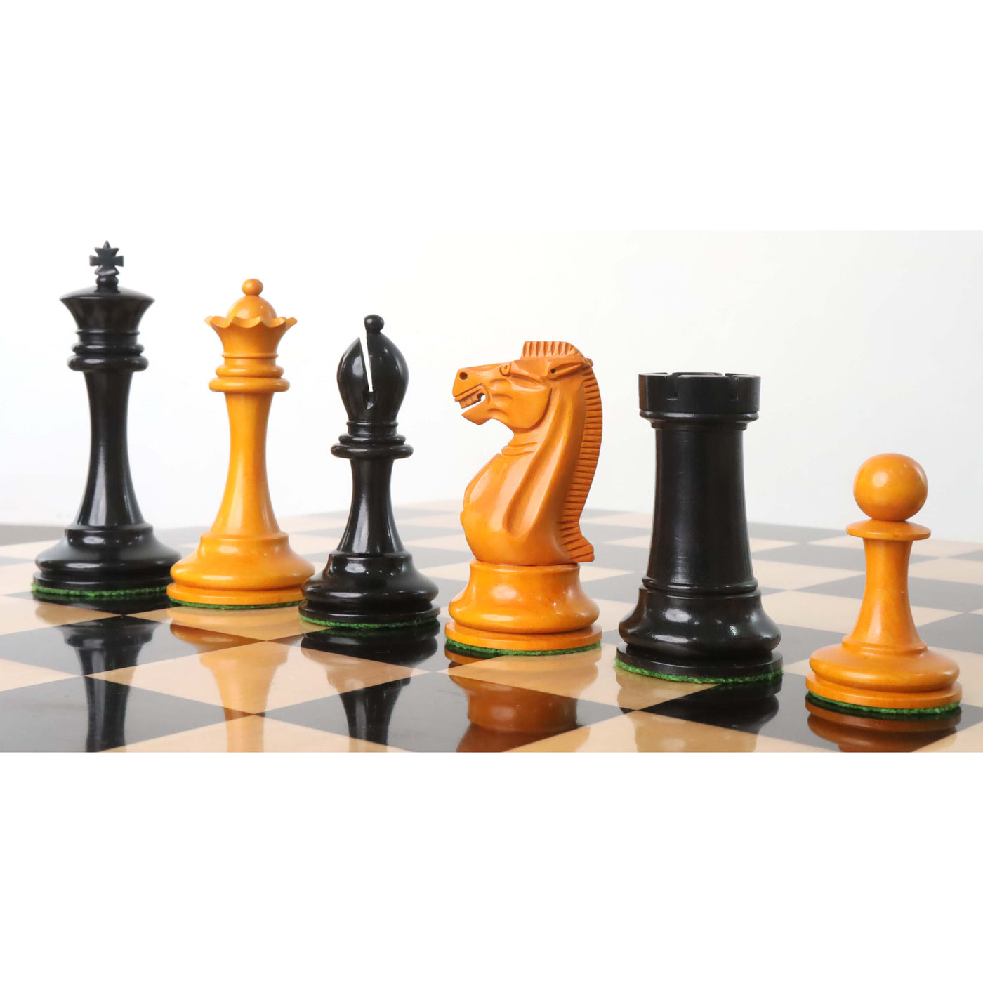 Slightly Imperfect 19th century B & Co reproduced Chess Set- Chess Pieces Only- Genuine Ebony Wood – 4.3″