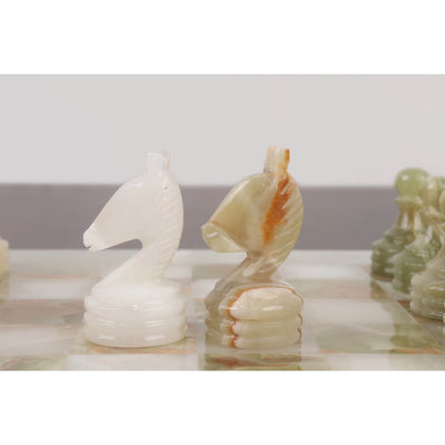 Onyx Marble & Stone Chess Pieces & Board Combo Set - 15" - Handcrafted Chess Set