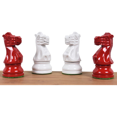Slightly Imperfect 3.8" Red & Ivory White Painted Staunton Chess Set - Chess Pieces Only - Weighted Boxwood