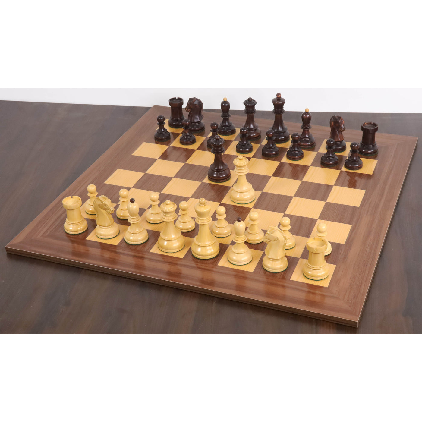 Slightly Imperfect 1950s' Fischer Dubrovnik Chess Set- Chess Pieces Only - Unweighted Base - Mahogany Stained Boxwood