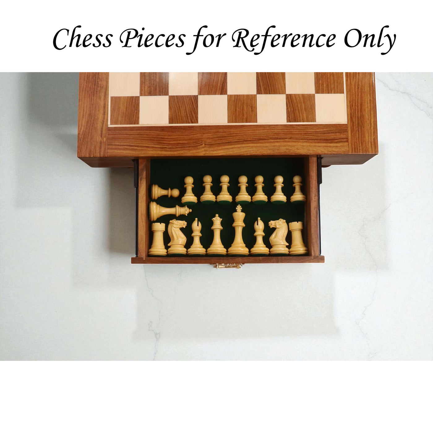 23" Tournament Chess Board Table with Drawers - 27" Height - Golden Rosewood & Maple