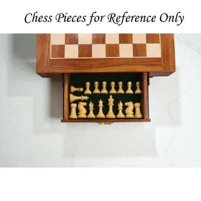 23" Tournament Chess Board Table with Drawers - 27" Height - Golden Rosewood & Maple