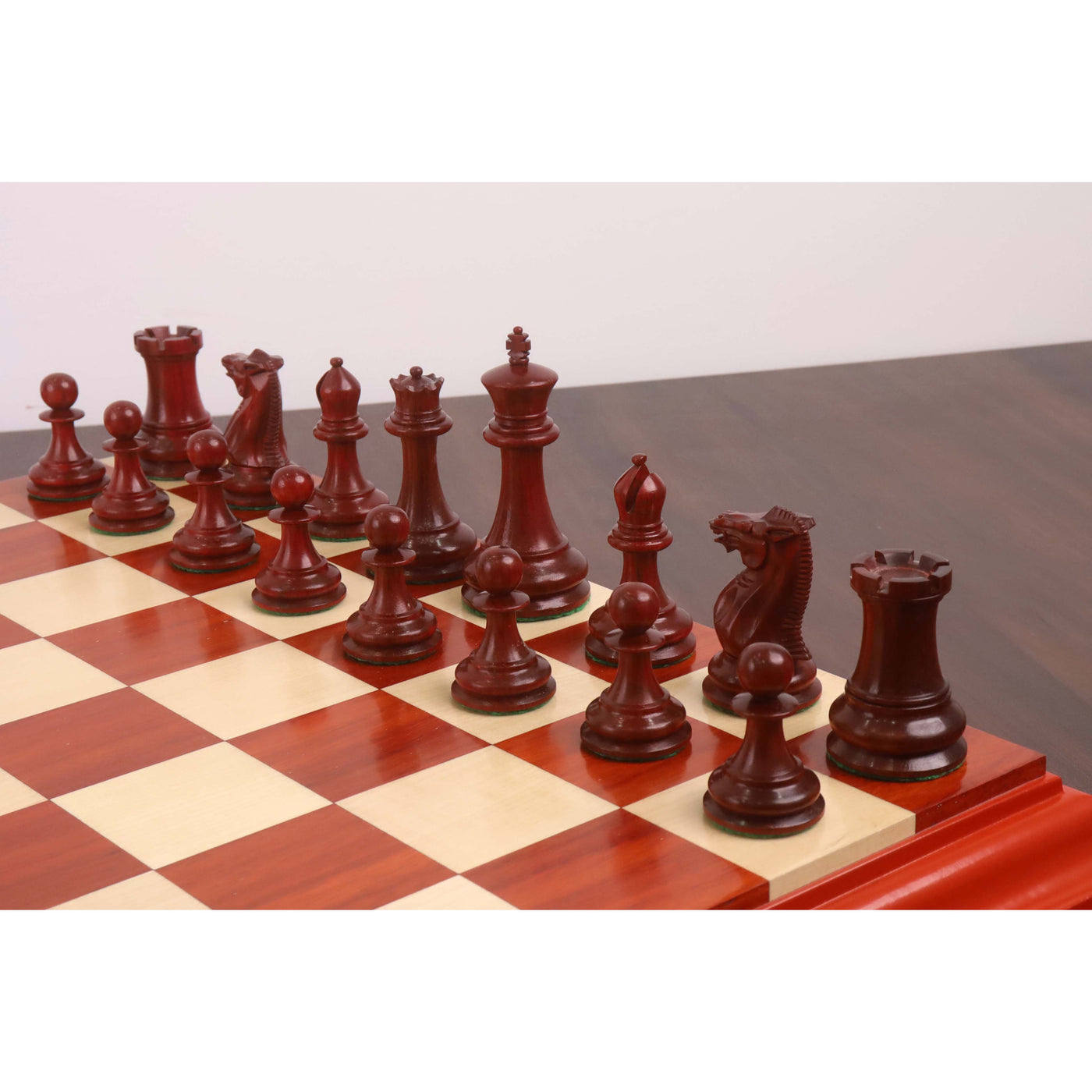 Combo of 1849 Jacques Cook Staunton Chess Pieces - Bud Rosewood with 21" Board and Storage Box