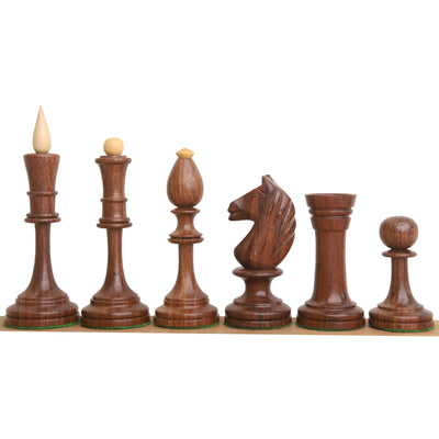 4.8" Averbakh Soviet Russian Chess Set - Chess Pieces Only - Double Weighted Golden Rosewood & Boxwood