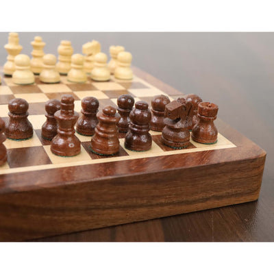 Golden Rosewood Wooden Inlaid Magnetic Chess set 5" with Folding Board