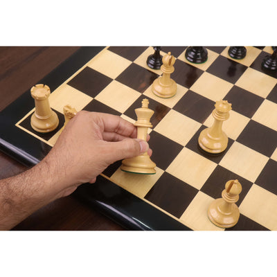 3.5" Circa 1856 Anderssen Drop Jaw Staunton Chess Set - Chess Pieces Only - Ebony & Boxwood