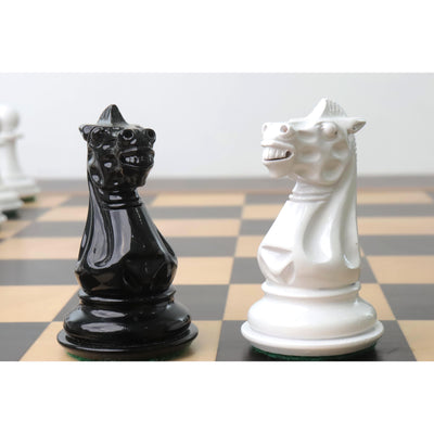 1940s' Soviet Reproduced Chess Set - Chess Pieces Only - Black and White Lacquer Boxwood