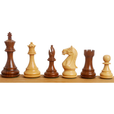 4" Fierce Knight Staunton Chess Set - Chess Pieces Only - Golden Rosewood & Boxwood