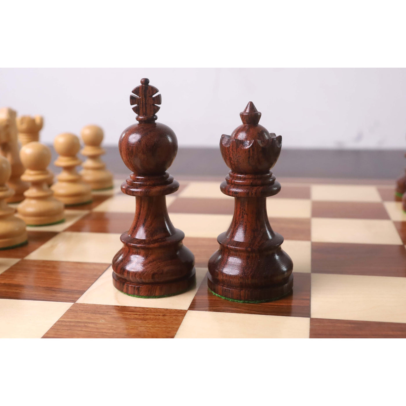 Slightly Imperfect 3.3" Taj Mahal Staunton Chess Set- Chess Pieces Only - Rosewood & Boxwood