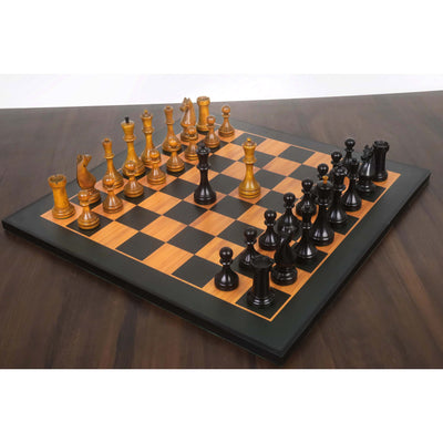1935 Botvinnik Flohr-II Soviet Chess Pieces Only Set -Distress Antiqued Boxwood & Ebonised Boxwood- 4.4" King