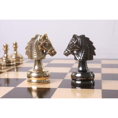 3.7" Splendor Series Brass Metal Luxury Chess Set - Pieces Only- Gold & Metallic Grey