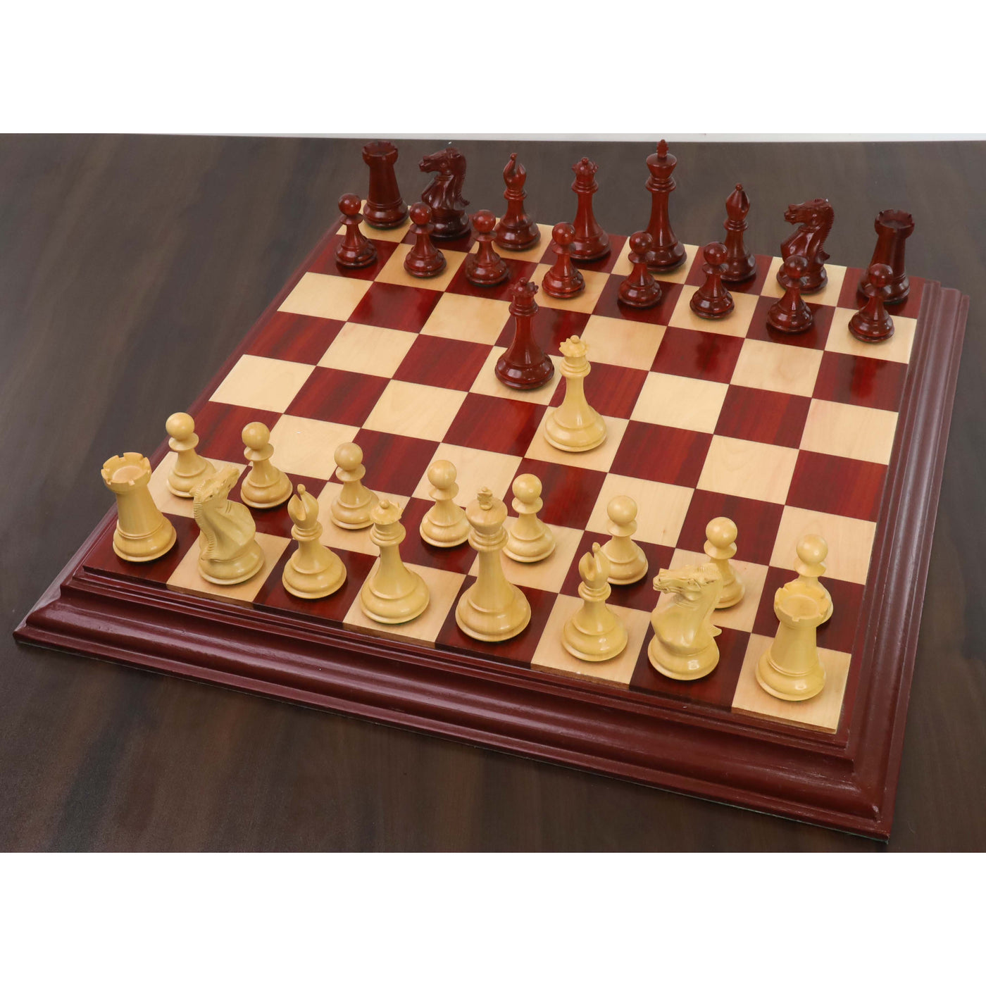 Slightly Imperfect 4" Sleek Staunton Luxury Chess Set- Chess Pieces Only - Triple Weighted Bud Rose Wood