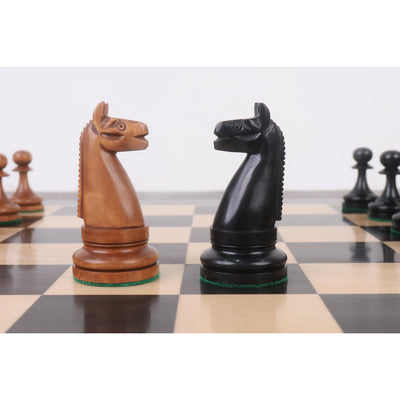 1900s' American Chess Company Reproduction Chess Set - Chess Pieces Only - Antiqued & Ebonised Boxwood - 3.9" King