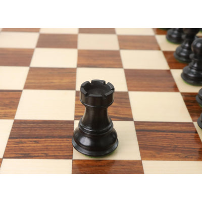 Combo of 2.6″ Russian Zagreb Chess Set - Pieces in Ebonised Boxwood with Board and Box