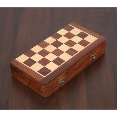 2 in 1 Magnetic Travel Chess & Backgammon set in Golden Rosewood 10 inches