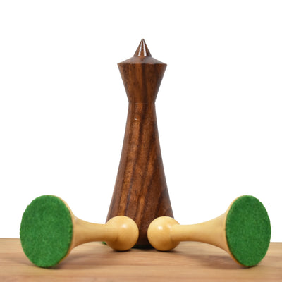 Combo of 3.6" Herman Ohme Minimalist Chess Set - Pieces in Weighted Golden Rosewood with Board & Box