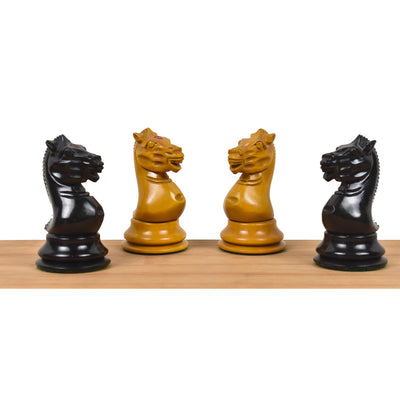 Slightly Imperfect 3.5" 1852-55 Harrwitz Staunton Chess Set- Chess Pieces Only- Antiqued Boxwood & Ebony