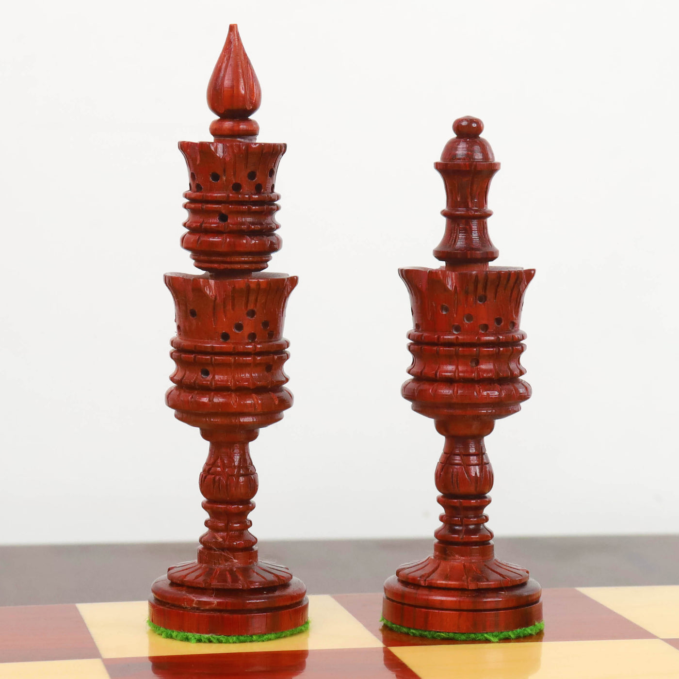 4.7" Hand Carved Lotus Series Chess Set - Chess Pieces Only in Weighted Bud Rosewood