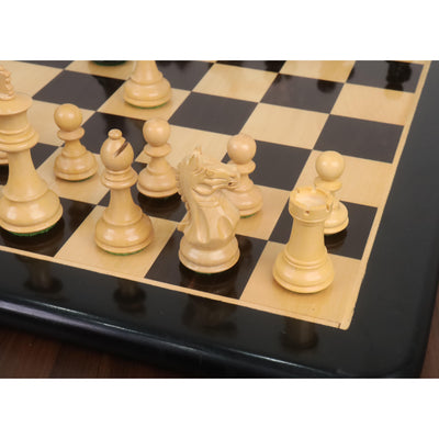 Combo of 3.5" Fierce Knight Staunton Chess Set - Pieces in Ebonised Boxwood with Chess Board & Storage Box