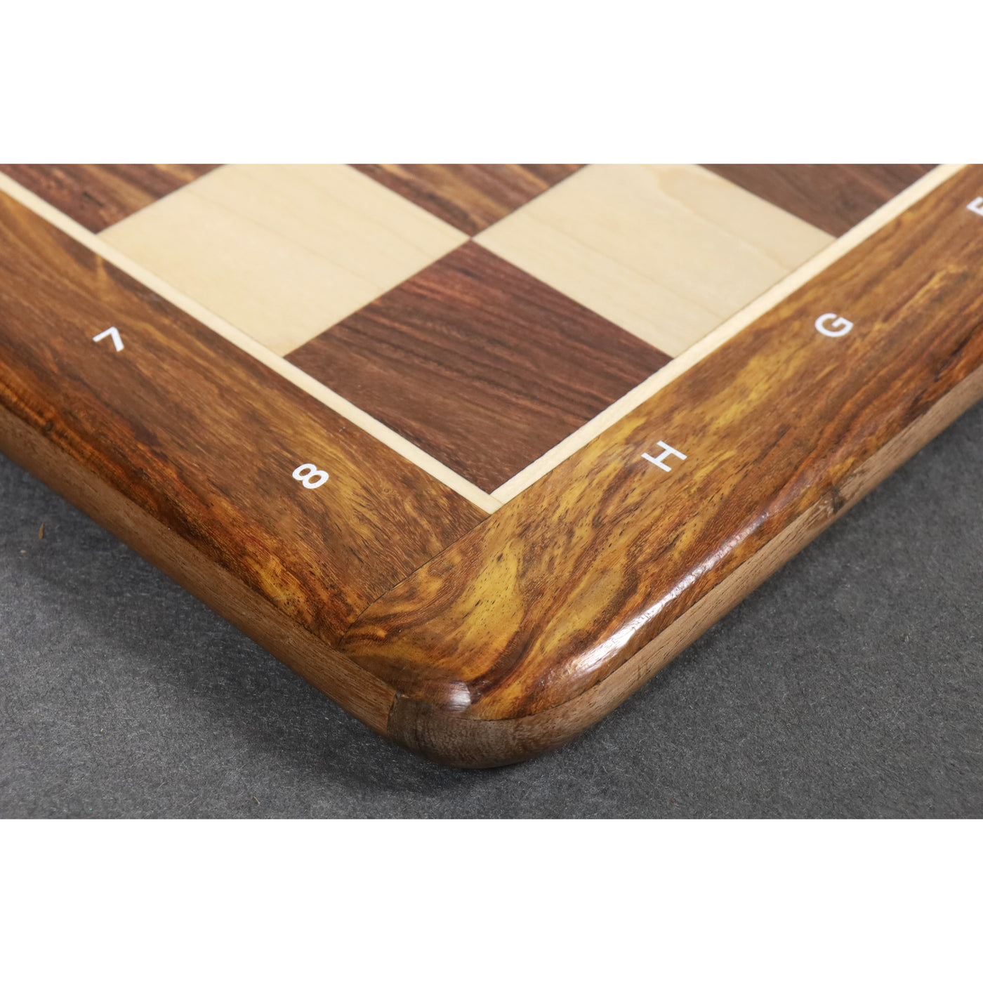 19" Golden Rosewood & Maple Solid Inlaid Wood Chess board - Algebraic Notations