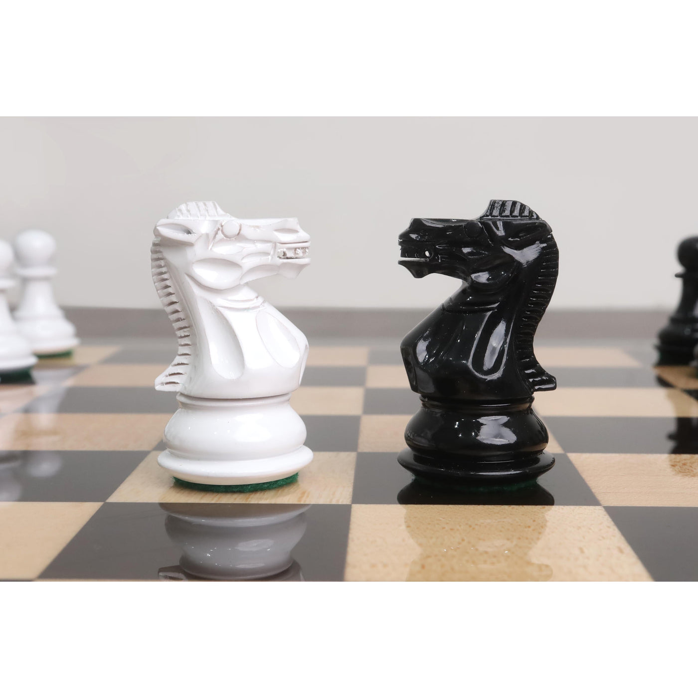 3" Pro Staunton Black & White Painted Wooden Chess Set - Chess Pieces Only