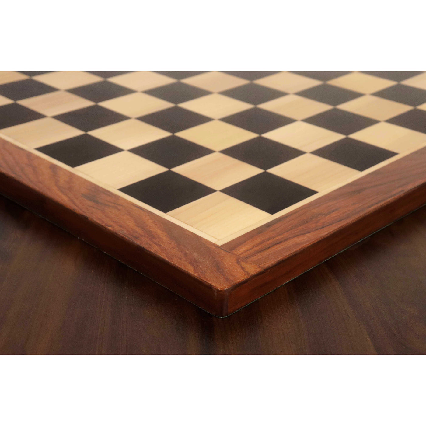21" Large Ebony & Maple Wood Chessboard 55 mm Square - Golden Rosewood borders