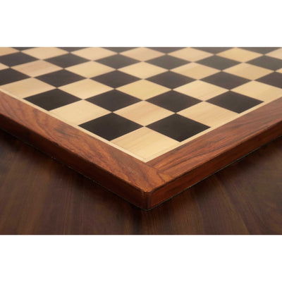21" Large Ebony & Maple Wood Chessboard 55 mm Square - Golden Rosewood borders