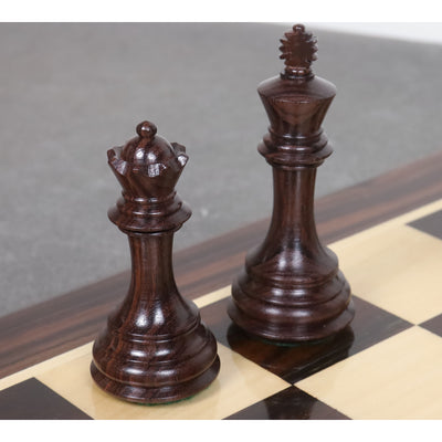 Slightly Imperfect 3.9" Unique Old Columbian Weighted Chess Set- Chess Pieces Only - Rosewood & Boxwood