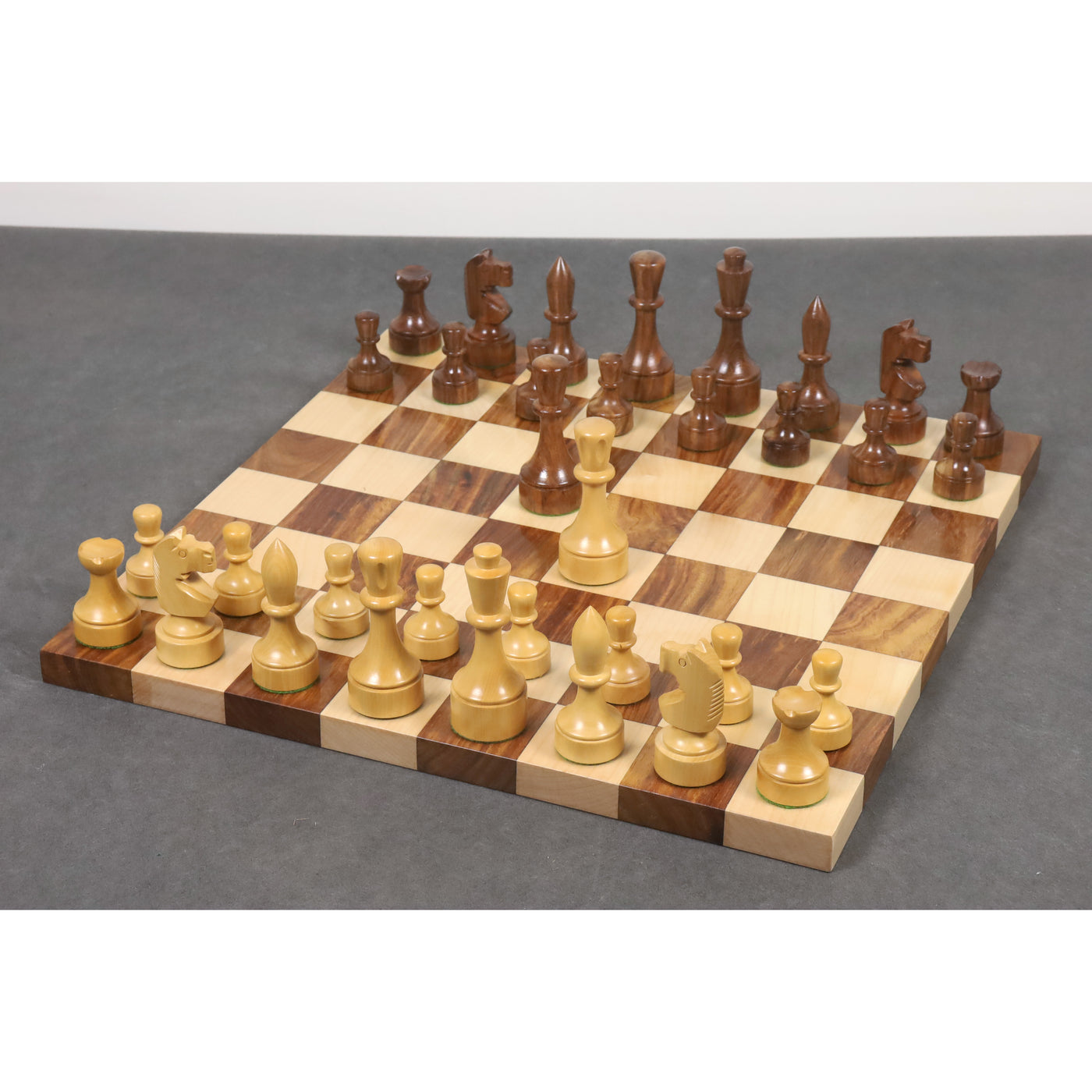 3.8" Bundesform German Staunton Chess set- Chess Pieces with Board and Box - Golden Rosewood
