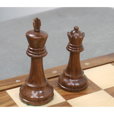 Combo of 4" Leningrad Staunton Chess Set - Pieces in Golden Rosewood with Board and Box