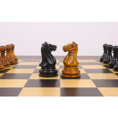 3.6" Golden Castle Craftsman Reproduction Chess Set - Chess Pieces Only - Antiqued & Ebonised Boxwood