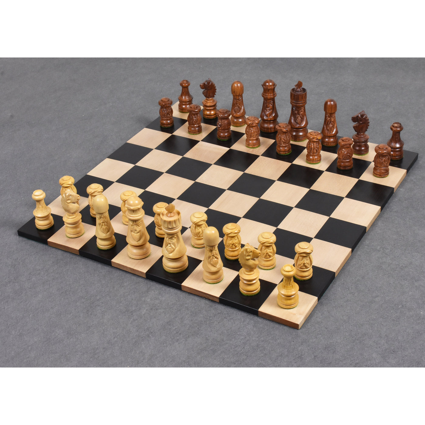 Slightly Imperfect 3.5" Crescent Mannequin Hand Carved Chess Set- Chess Pieces Only - Golden Rosewood