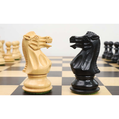 3.7" British Staunton Weighted Chess Set - Chess Pieces Only-  Ebonised Boxwood