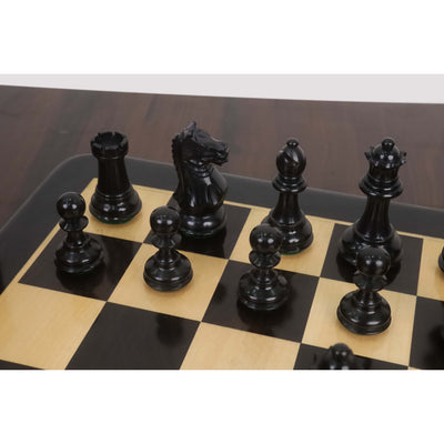 Combo of 3.5" Fierce Knight Staunton Chess Set - Pieces in Ebonised Boxwood with Chess Board & Storage Box