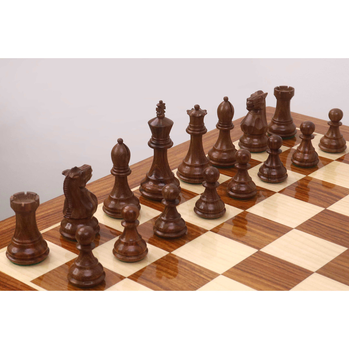 20" Monarch Series Chess Board Table with 3.6" Professional Staunton Chess Pieces - Golden Rosewood
