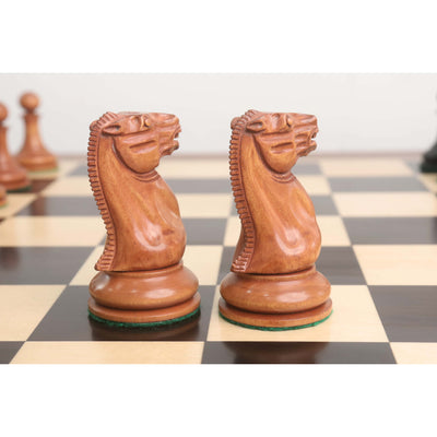 Combo of 1849 Cooke Type Staunton Chess Set - Pieces in Ebony Wood & Antiqued Boxwood with Board and Box