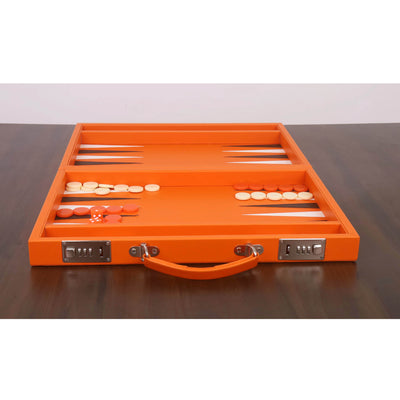 18" Premier Leatherette Backgammon Set – Briefcase Style Travel Set
