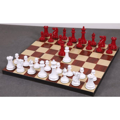 Slightly Imperfect 1849 Jacques Cook Staunton Collectors Chess Set- Chess Pieces Only - Red & White - 3.75"