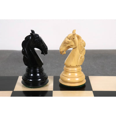 Combo of 4.6″ Rare Columbian Triple Weighted Ebony Wood Luxury Chess Pieces with 23" Printed Chessboard and Storage Box