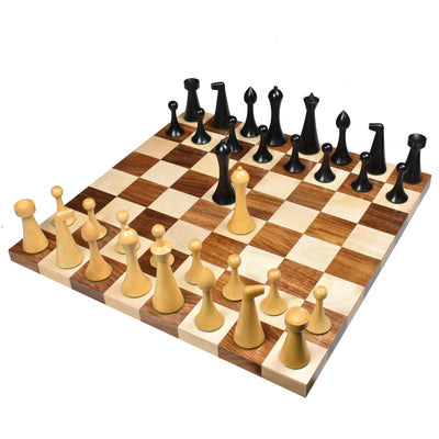 Hermann Ohme Combo Chess Set - 3.6" Ebonised Boxwood Pieces with Rosewood Board and Box