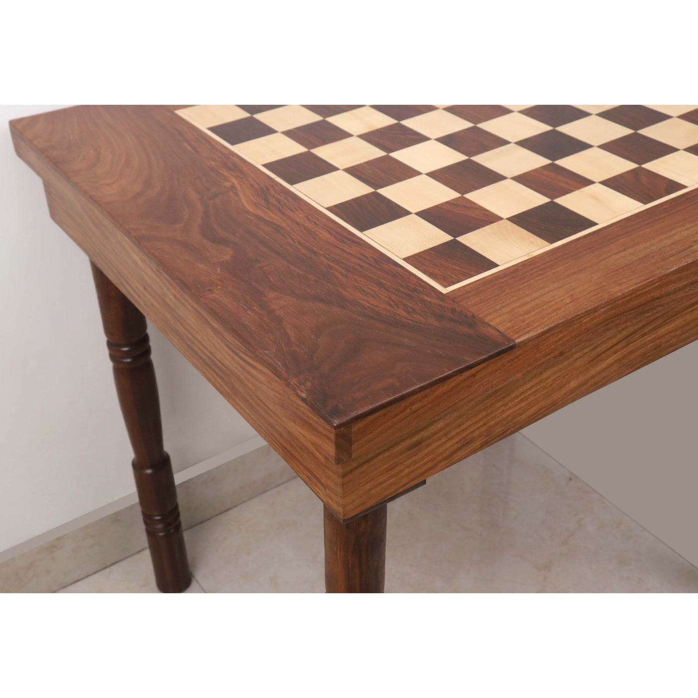 24" Chessmaster's Series Chess Board Table with Drawers - 27" Height- Golden Rosewood & Maple Wood