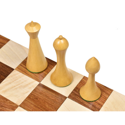 Combo of 3.6" Herman Ohme Minimalist Chess Set - Pieces in Weighted Golden Rosewood with Board & Box