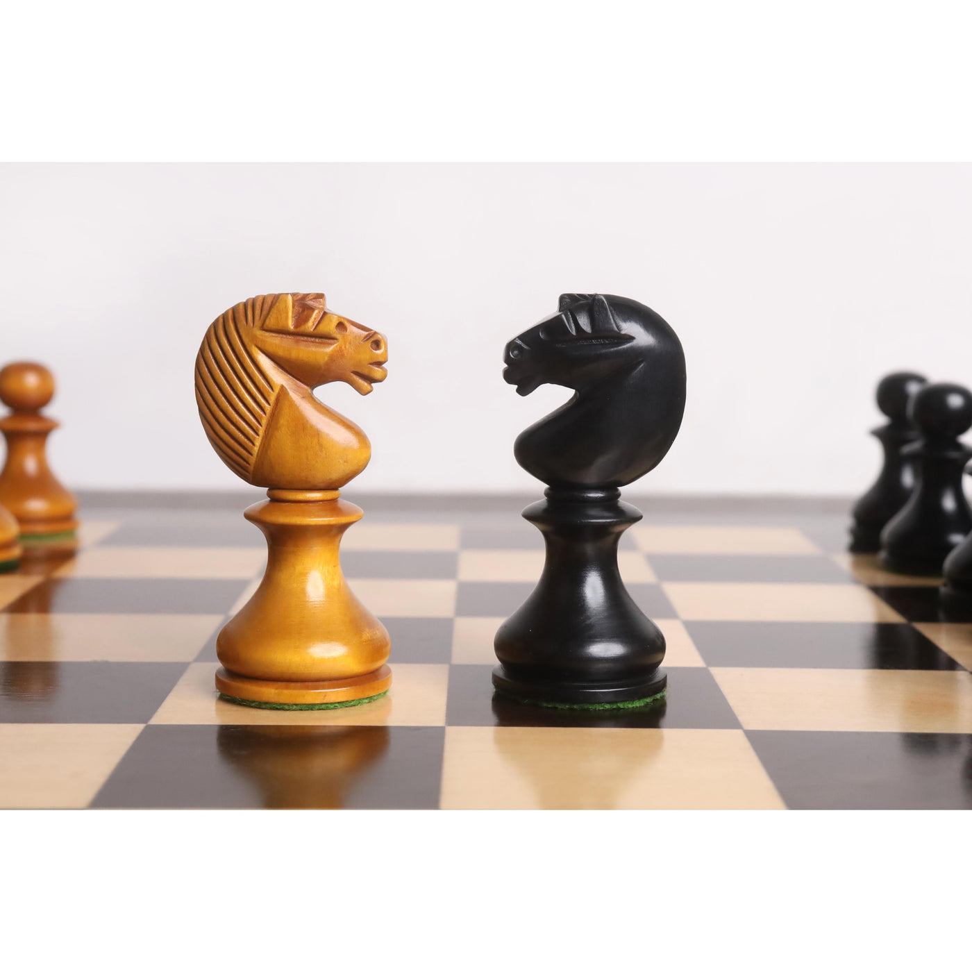 3.6" English Dublin Pattern Chess Set- Chess Pieces Only - Antiqued & Ebonised Boxwood