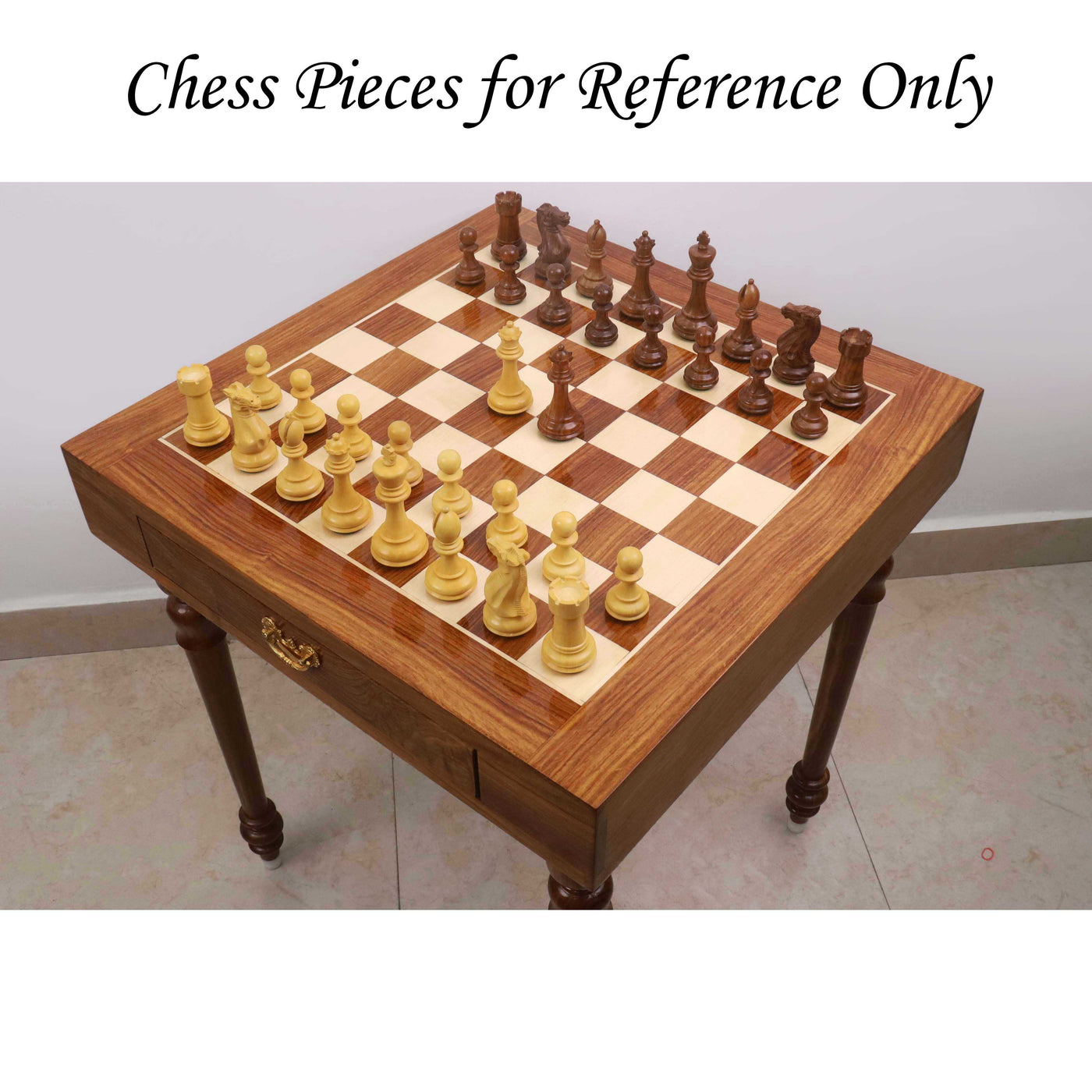 23" Tournament Chess Board Table with Drawers - 27" Height - Golden Rosewood & Maple