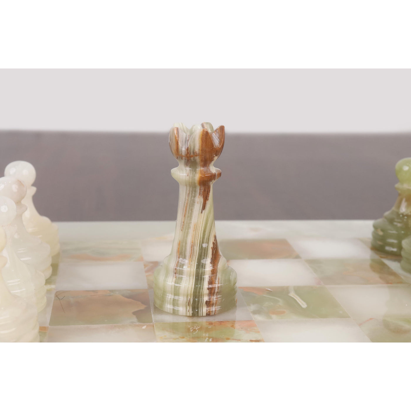 Onyx Marble & Stone Chess Pieces & Board Combo Set - 15" - Handcrafted Chess Set