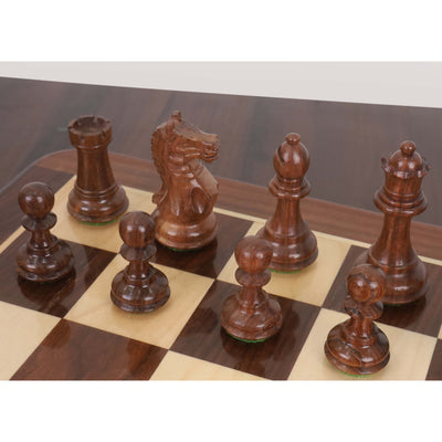 Combo of 3.5" Fierce Knight Staunton Chess Set - Pieces in Golden Rosewood with Chess Board & Storage Box